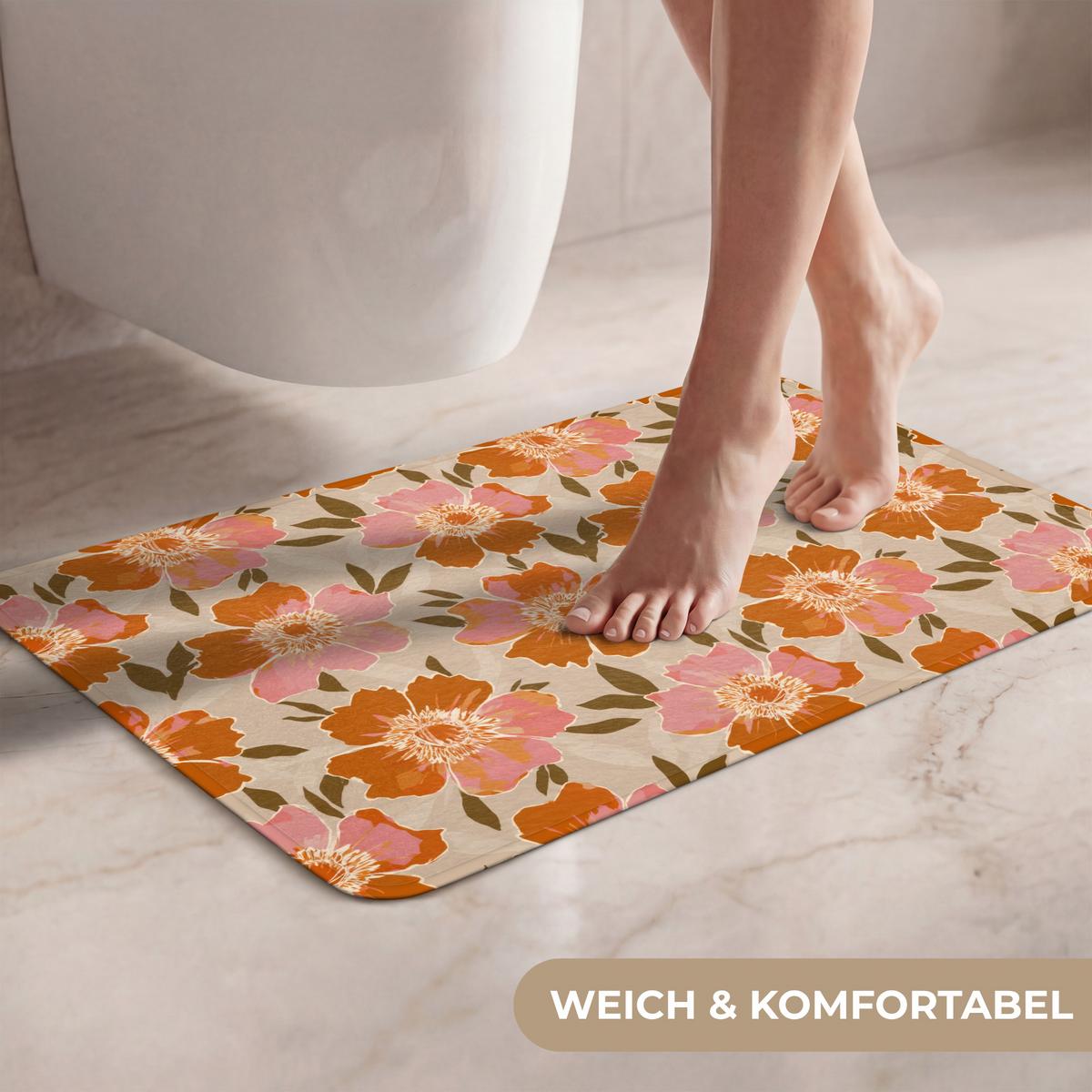 WC-VORLEGER Blumen - Motiv - Retro Toilettenvorleger 60x40 cm - Multicolor, Textil (60/1cm) - OnlyWow