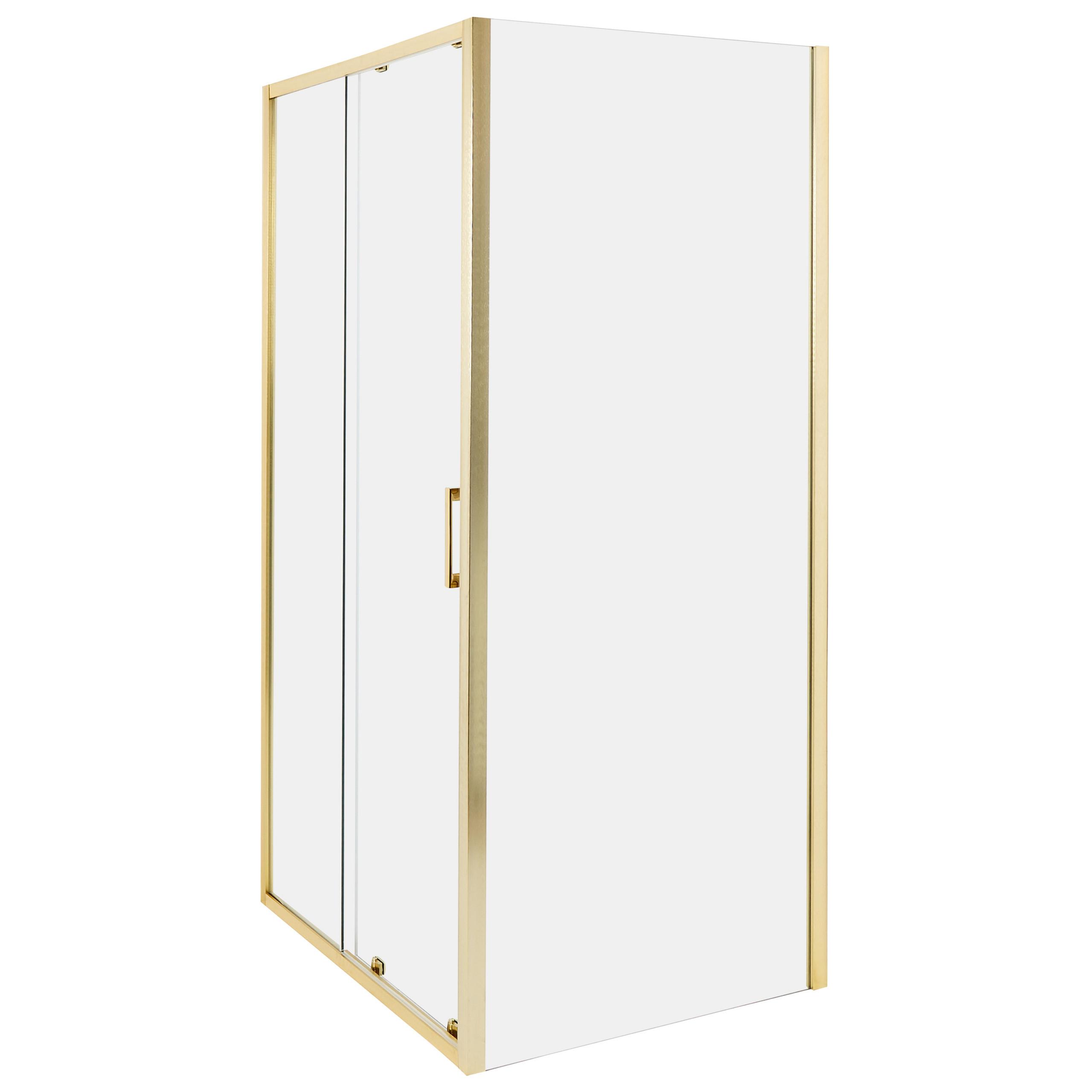 DUSCHKABINE 80/100/185 cm Gold Yoro - Transparent/Goldfarben, Glas (80/100/185cm) - Beliani