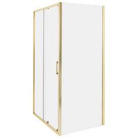 DUSCHKABINE 80/100/185 cm Gold Yoro - Transparent/Goldfarben, Glas (80/100/185cm) - Beliani