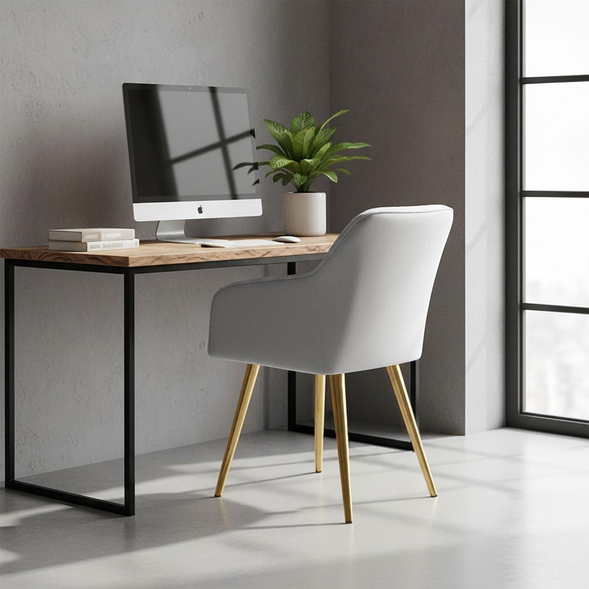 POLSTERSTUHL 2er Set, Metallbeine Grau, Gold 54,5/83/58 - Grau, Textil (55/83/51cm) - RAUMHIRSCH FURNITURE