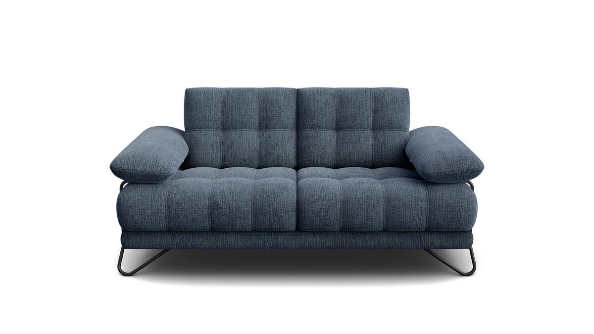 SOFA BUBBARA 2-Sitzer, marineblau - Blau/Schwarz, Holz/Textil (185/87/96cm) - Wozimo