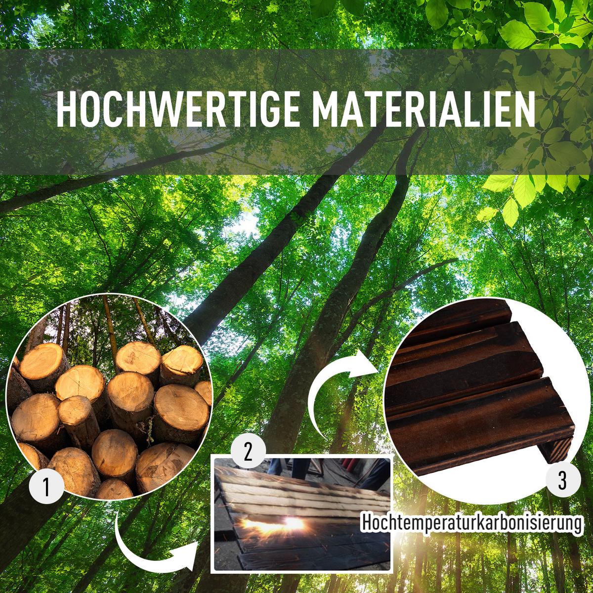 BLUMENSTÄNDER, Tannenholz, Verkohlt - Braun, Holz (33/80/123.5cm) - Outsunny
