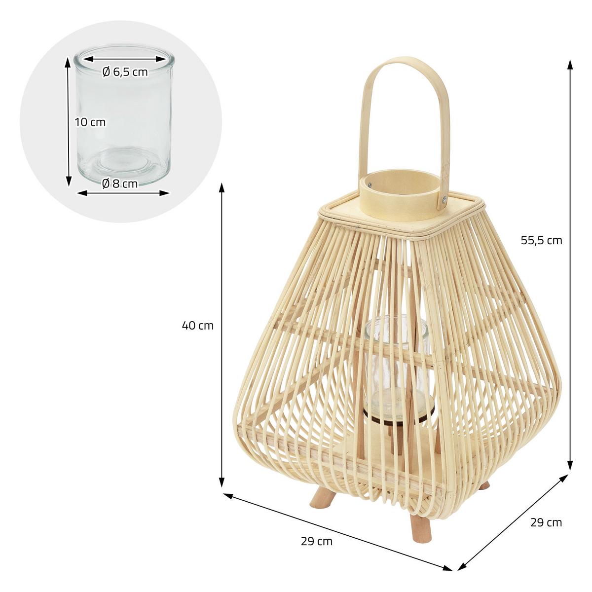 BAMBUS LATERNE H: 55,5 cm Holzfarbe Boho Stil - Naturfarben, Holz (29/55.5/29cm)