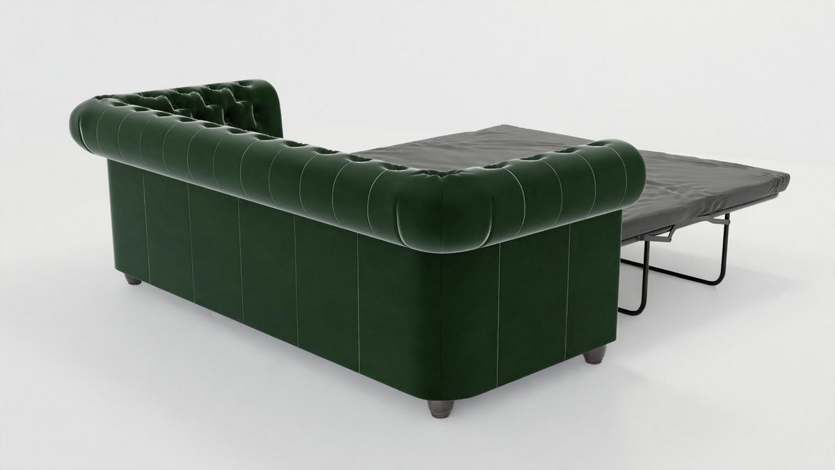 CHESTERFIELD-SOFA 3-Sitzer mit Schlaffunktion Nyx Flasche grün Samt - Smaragdgrün/Braun, Holz/Textil (203/28/86cm) - S-Style Möbel