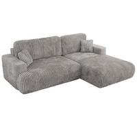 ECKSOFA OVO L Hellgrau Cord - Rechts Seite - Hellgrau/Schwarz, Kunststoff/Textil (195/271cm) - MKS