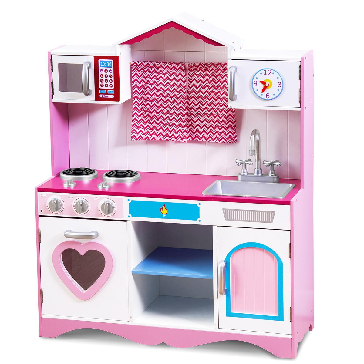 KINDERKÜCHE Holz Pink - Pink, Holz (82/101/30cm) - COSTWAY