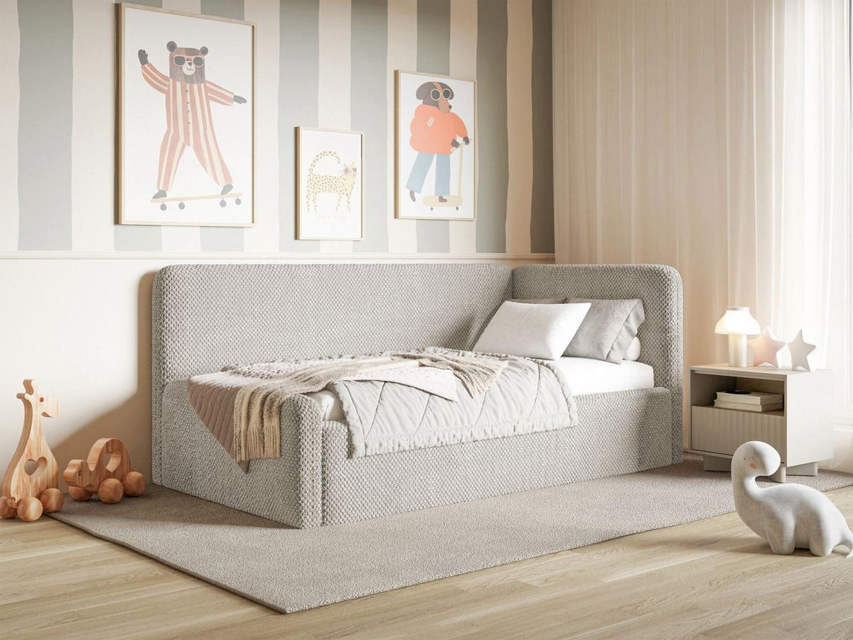 KINDERBETT Fanko Samt Greige 90x200 cm - Taupe/Schwarz, Kunststoff/Textil (90/200cm) - Selsey