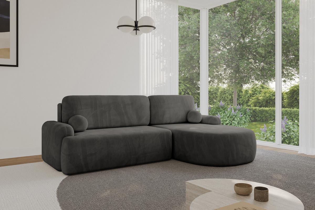 ECKSOFA mit Schlaffunktion und Bettkasten LIRA-L - 264x172x89 Dunkelgrau - Dunkelgrau, Holzwerkstoff/Textil (172/264cm) - ALTDECOR