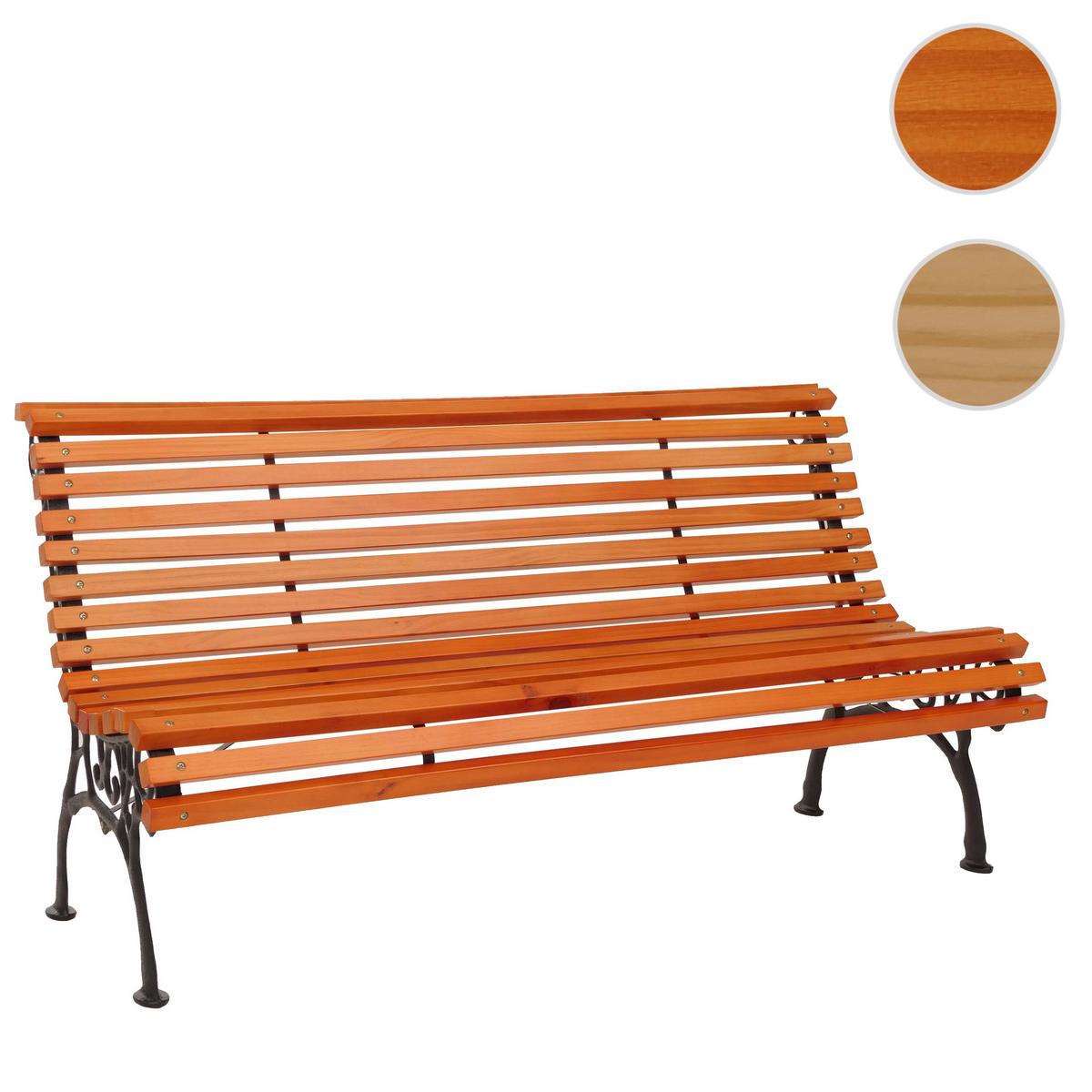 GARTENBANK Schwarz, Teak Dekor - Schwarz/Teakfarben, Holz (160/84/65cm) - MCW