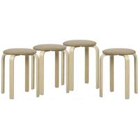 HOCKER 4er Set Holzwerkstoff Polyester Khaki - Braun/Naturfarben, Birkenholz/Holzwerkstoff (40/45/40cm) - HOMCOM