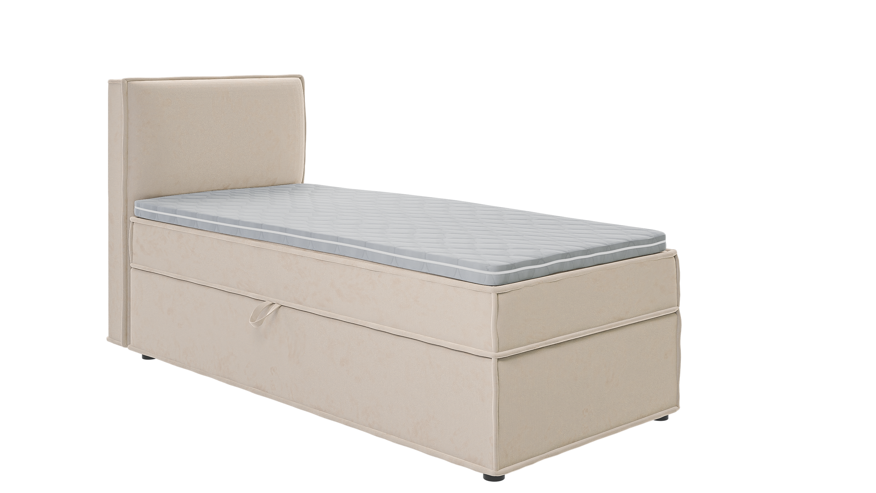 BOXBETT Eclipse 90/200 cm Beige Luxusmicrofaser - Beige/Schwarz, Holz/Kunststoff (90/200cm) - S-Style Möbel