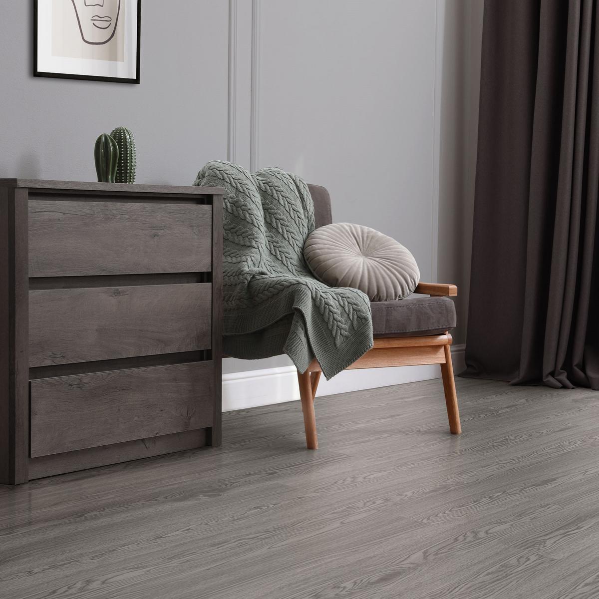 VINYLBODEN selbstklebend 2,23m²/16 Dielen Eiche Grau - Grau, Kunststoff (91.5/15.3/0.2cm) - ML-DESIGN