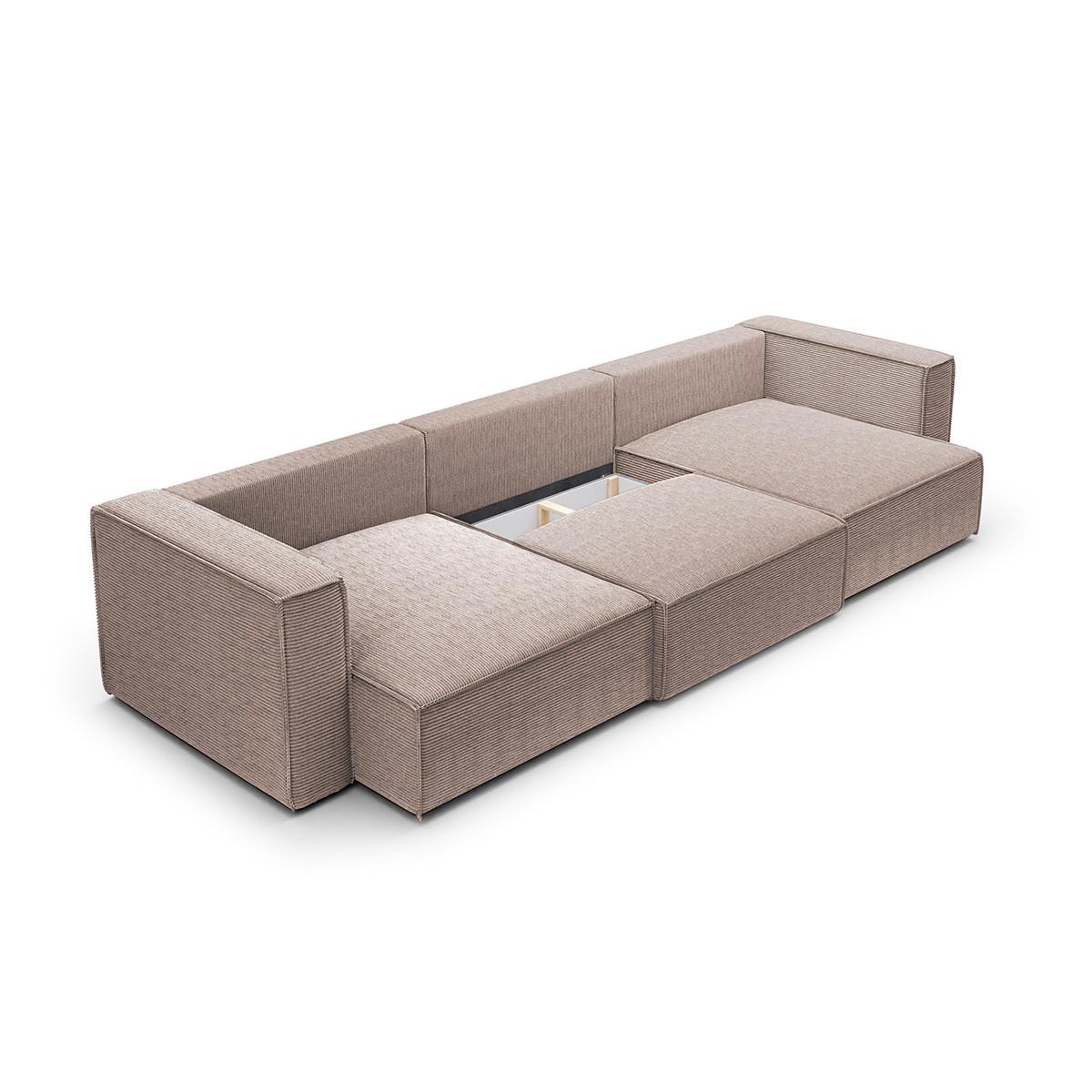 PANORAMASOFA Jimmy 5 Sitzplätze Taupe - Taupe, Holz (348/77/148cm) - Petits-meubles
