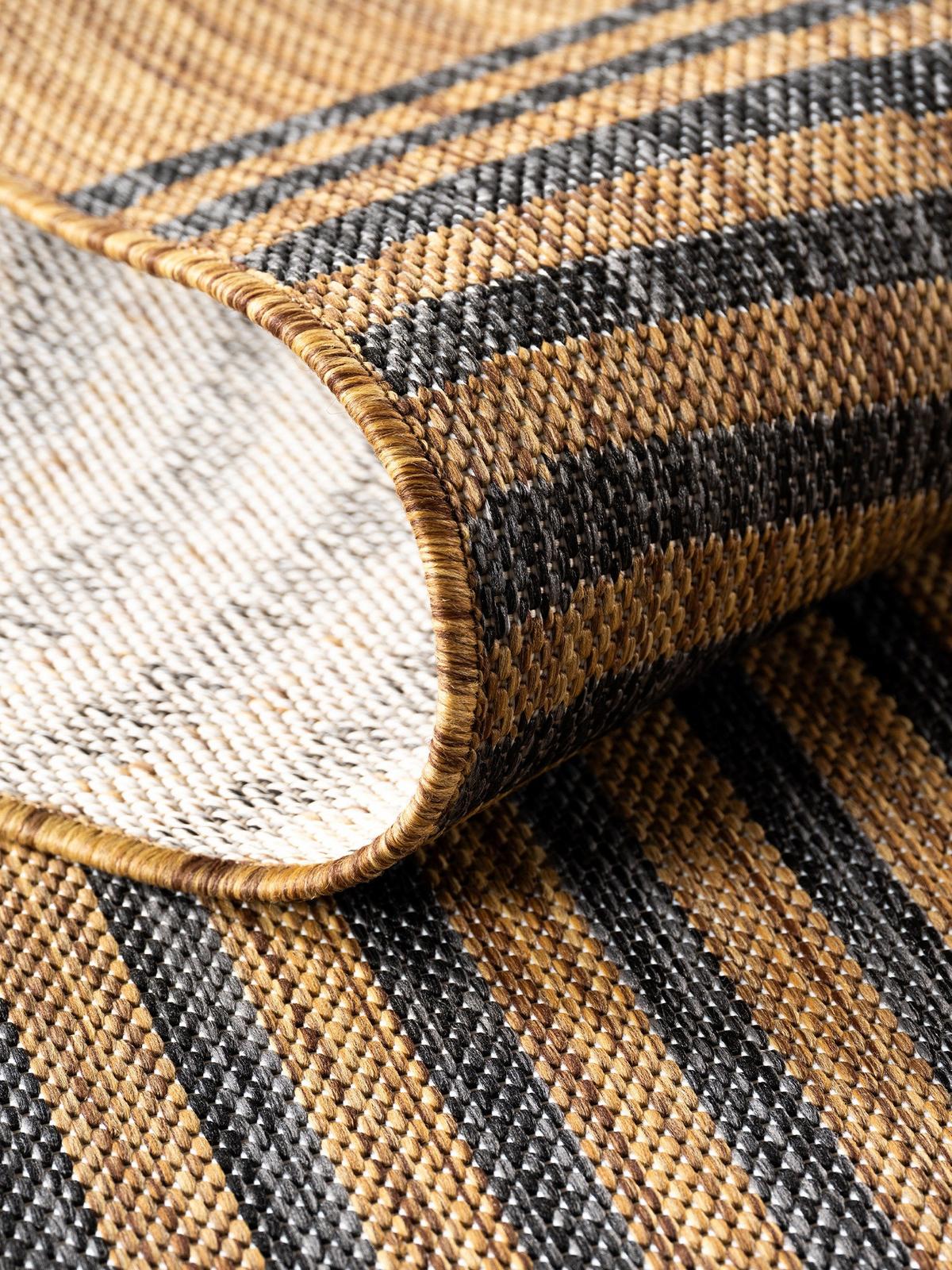 TEPPICH Flachgewebe, Outdoor, Fußbodenheizung-geeignet, mit Bogenmuster, VIGOLENO in Braun-Schwarz, 200 x 280 cm - Braun, Textil (200/280cm) - KADIMA DESIGN