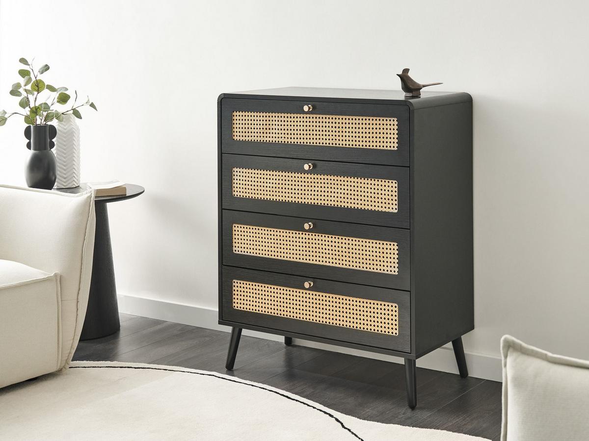 KOMMODE mit 4 Schubladen Schwarz Moura - Schwarz, Holzwerkstoff (80/98/40cm) - Beliani