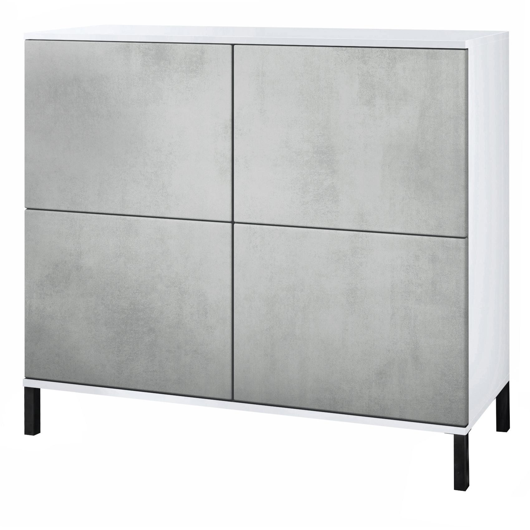KOMMODE Rova Beton Oxid Optik - Hellgrau, Holzwerkstoff (92.5/83.5/35cm) - Vladon