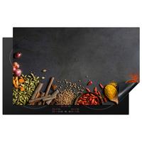 HERDABDECKPLATTE Kräuter - Lebensmittel - Gewürze - Schwarz - Paprika - Zimt Ceranfeldabdeckung 85x52 cm - Currygelb, Kunststoff (85/52/0.2cm) - MuchoWow