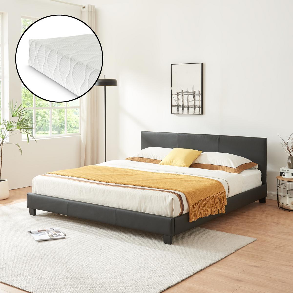 POLSTERBETT Albacete mit Matratze - Schwarz, Textil (160/200cm) - Corium