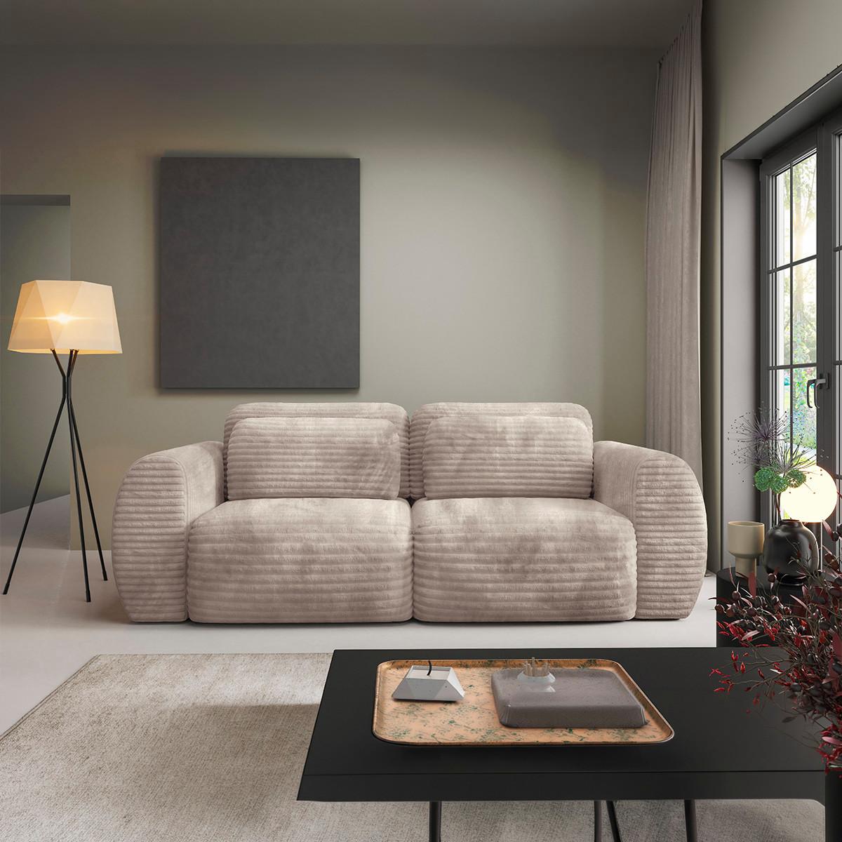 SOFA Camilla 3 Sitzplätze Taupe - Taupe, Holz (266/95/121cm) - Petits-meubles