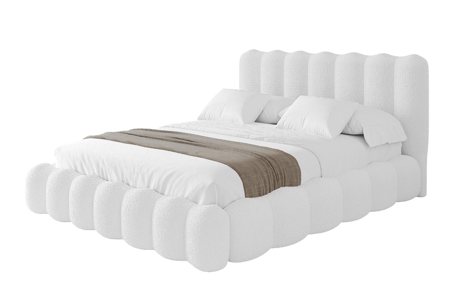 POLSTERBETT mit Bettkasten und Lattenrost, Bett mit Matratze H3/H4 - SORA 180x200 Weiß - Weiß, Holzwerkstoff/Textil (180/200cm) - ALTDECOR