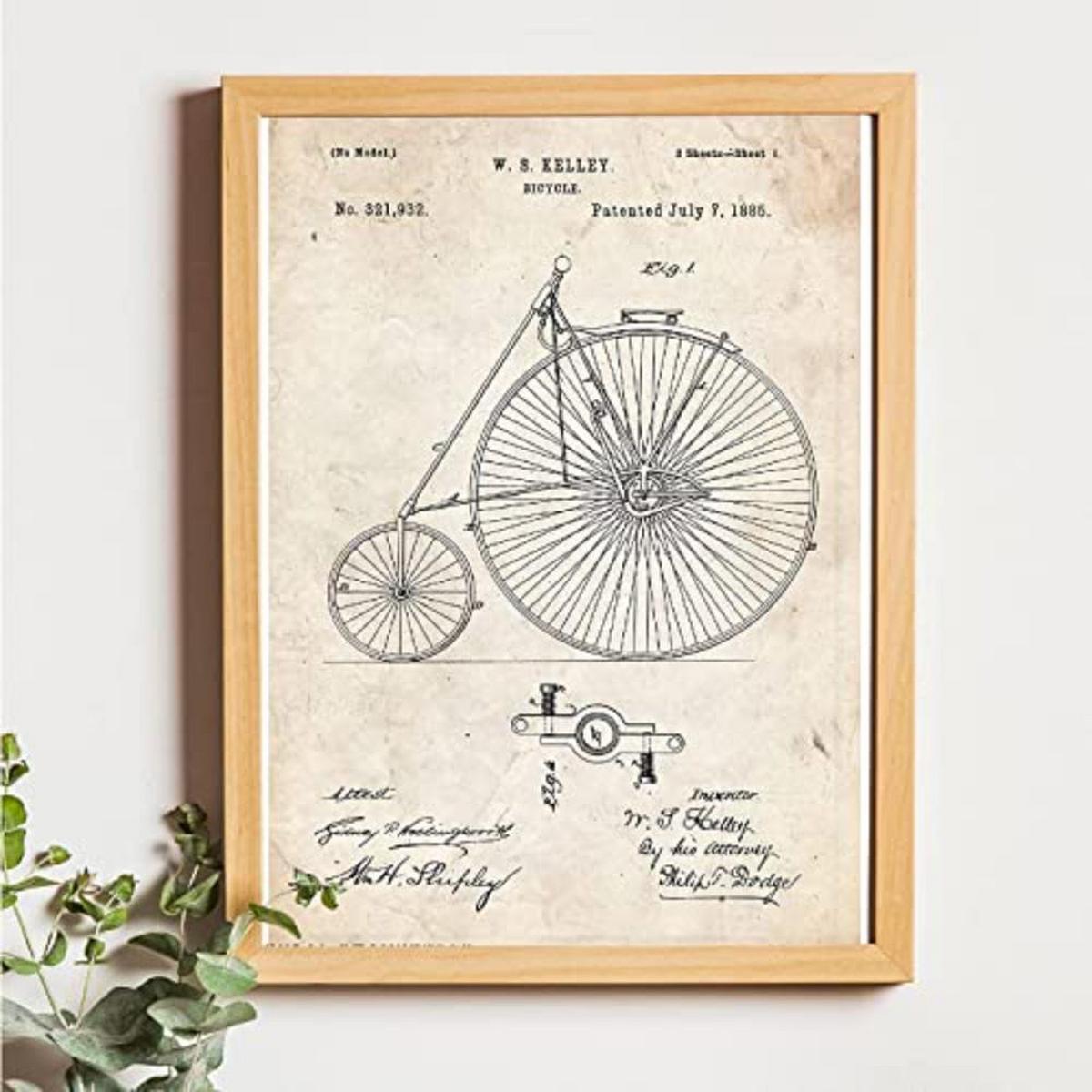 POSTER Set mit 4 Jahrgang Fahrrad Patent A4 Rahmenlos - Klar, Papier (29.7/3cm) - Nacnic