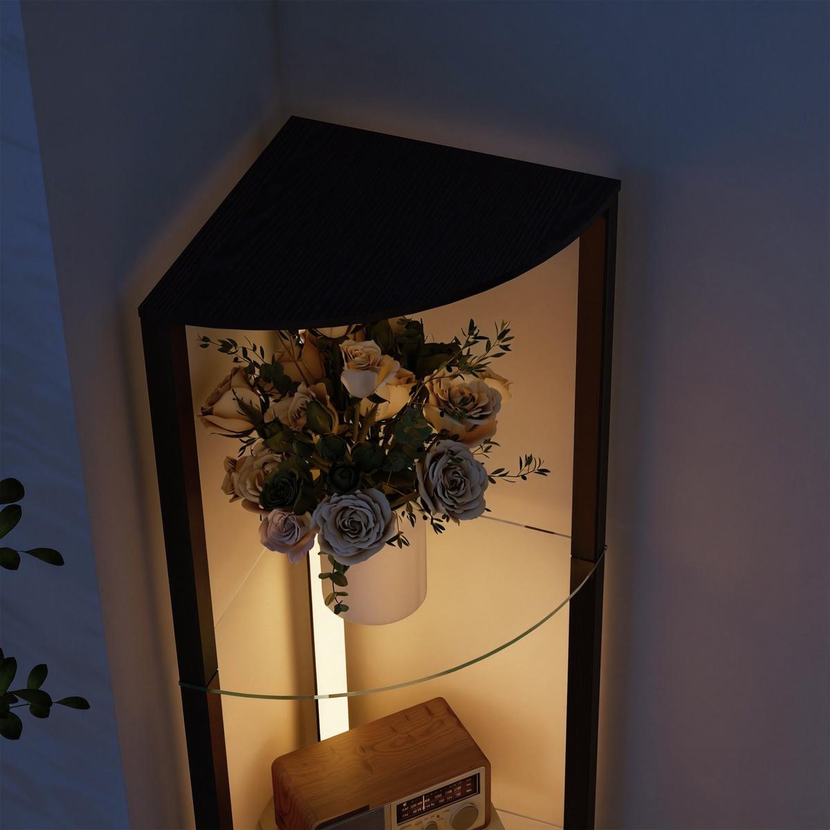 STEHLAMPE MDF Glas Schwarz - Schwarz, Holzwerkstoff (41.5/29.5/162cm) - HOMCOM