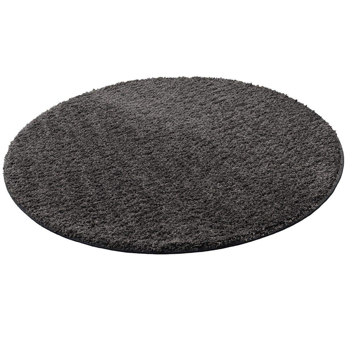 LUXUS HOCHFLOR LANGFLOR TEPPICH MILANO RUND - Anthrazit, Textil (160/160cm) - Snapstyle