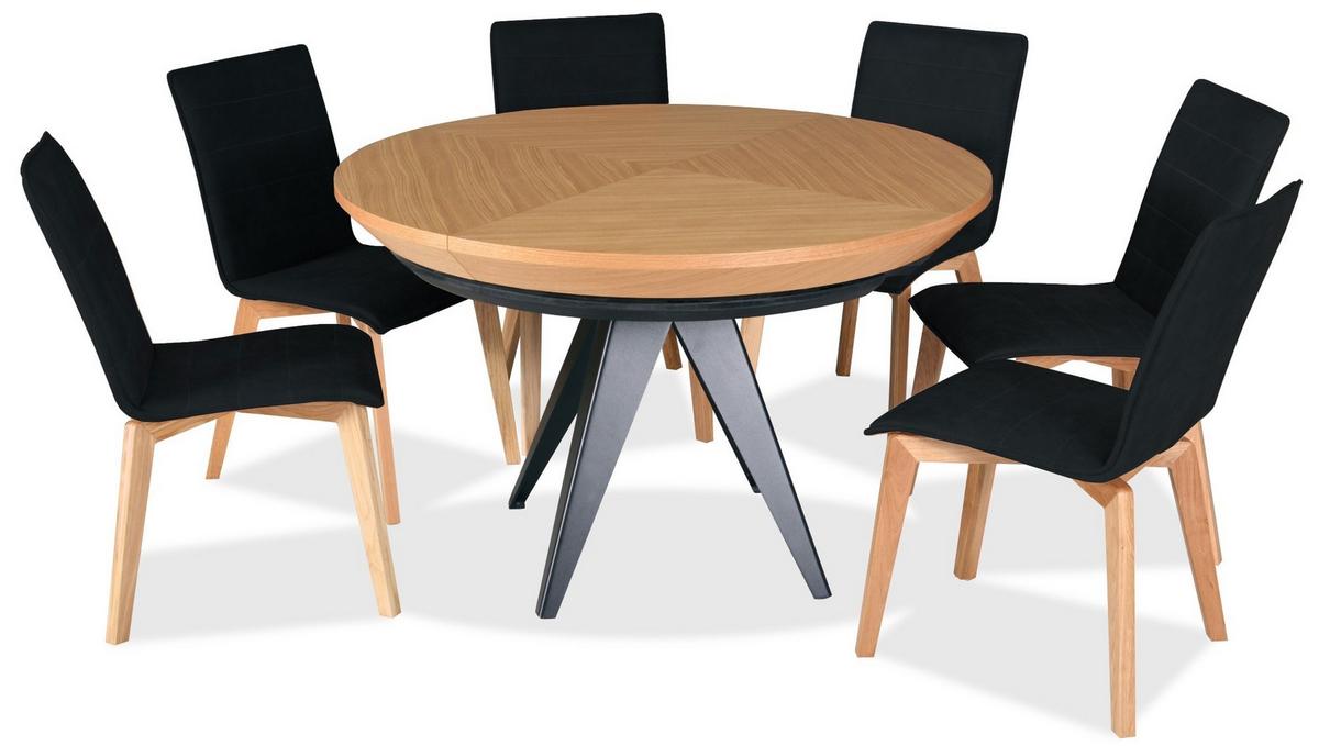 ESSTISCH GLOBO Ausziehbar 120 - 220 / 120 x 76 cm - Eichefarben/Schwarz, Holz (120/120/76cm) - MASSENO