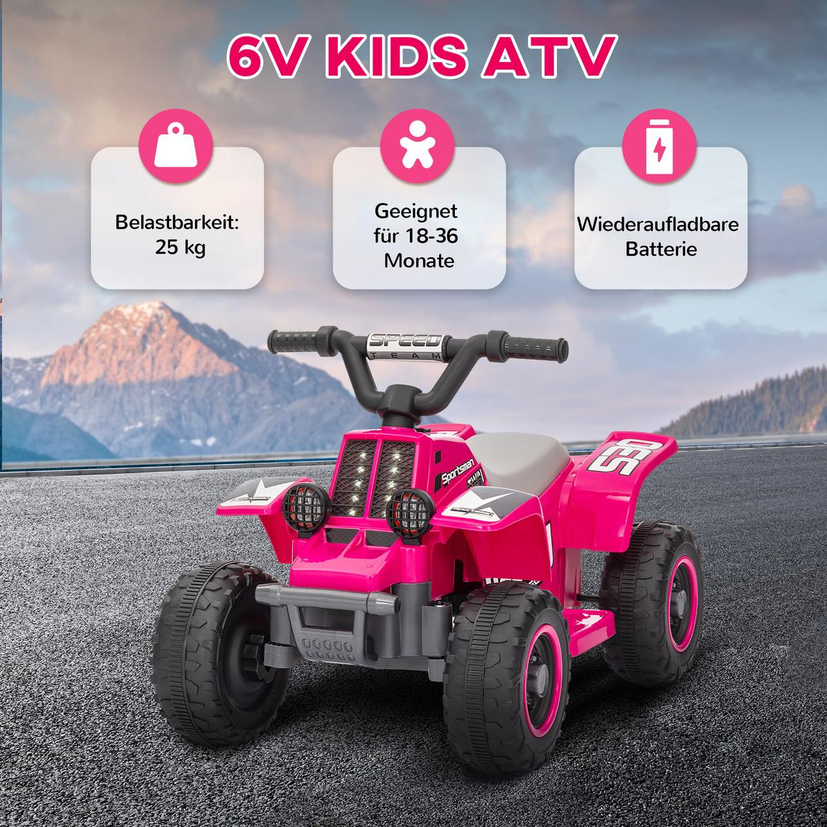 KINDER Elektro-Quad Elektro Kinderquad mit Vorwärts-und Rückwärtsfunktion Rosa - Rosa, Kunststoff/Metall (70.5/42.5/46.5cm) - AIYAPLAY