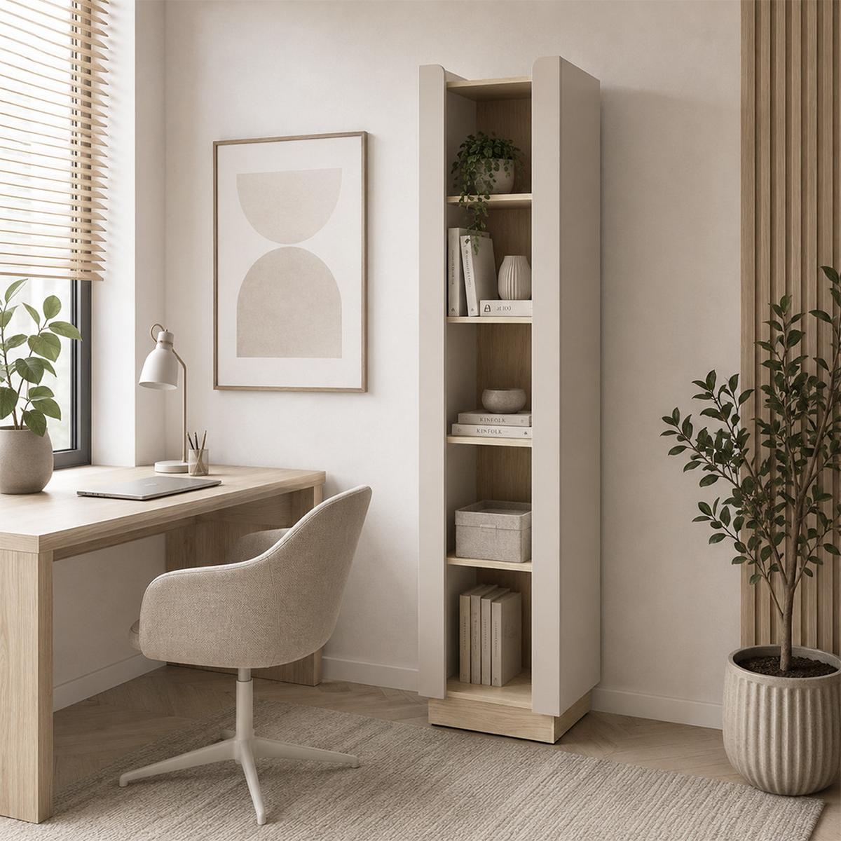 BÜCHERREGAL Sorella mit 4 offenen Regalböden, 55 cm, für Jugendzimmer, Macadamia + Eiche Mavelie - Eichefarben/Beige, Holzwerkstoff (55/201/42cm) - Beautysofa