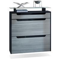 SCHUHSCHRANK Annie Avola-Anthrazit / Schwarz Hochglanz - Schwarz Hochglanz/Anthrazit, Holzwerkstoff (89/96/23cm) - Vladon