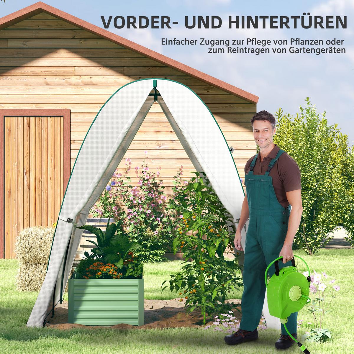 GEWÄCHSHAUS, 180L x 180B x 200H cm - Weiß, Kunststoff (180/200/180cm) - Outsunny