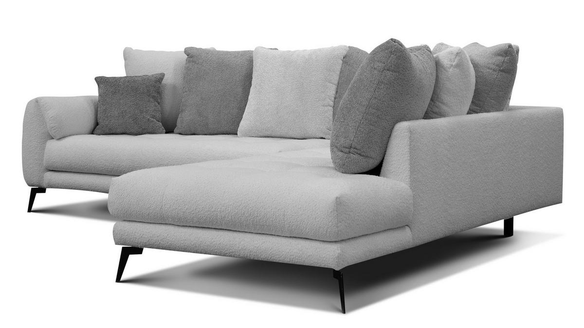 ECKSOFA CALME 5-Sitzer, hellgrau und dunkelgrau - Hellgrau/Schwarz, Holz/Textil (294/229cm) - Wozimo