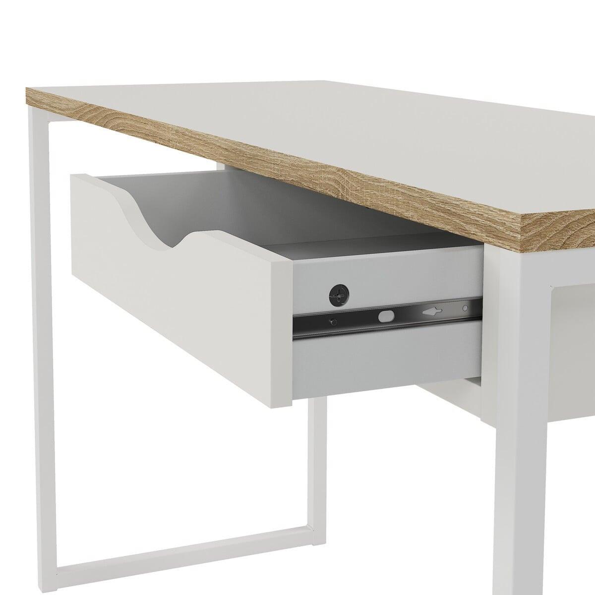 SCHREIBTISCH mit 1 Schublade und Metallgestell function 130/48,4/76,8 cm - Weiß, Holzwerkstoff (130/48.4/76.8cm) - Calicosy