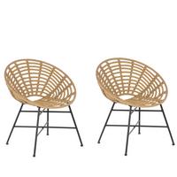 RATTANSTUHL 2er-Set PE beige Acerra - Beige, Kunststoff (71/80/48cm) - Beliani