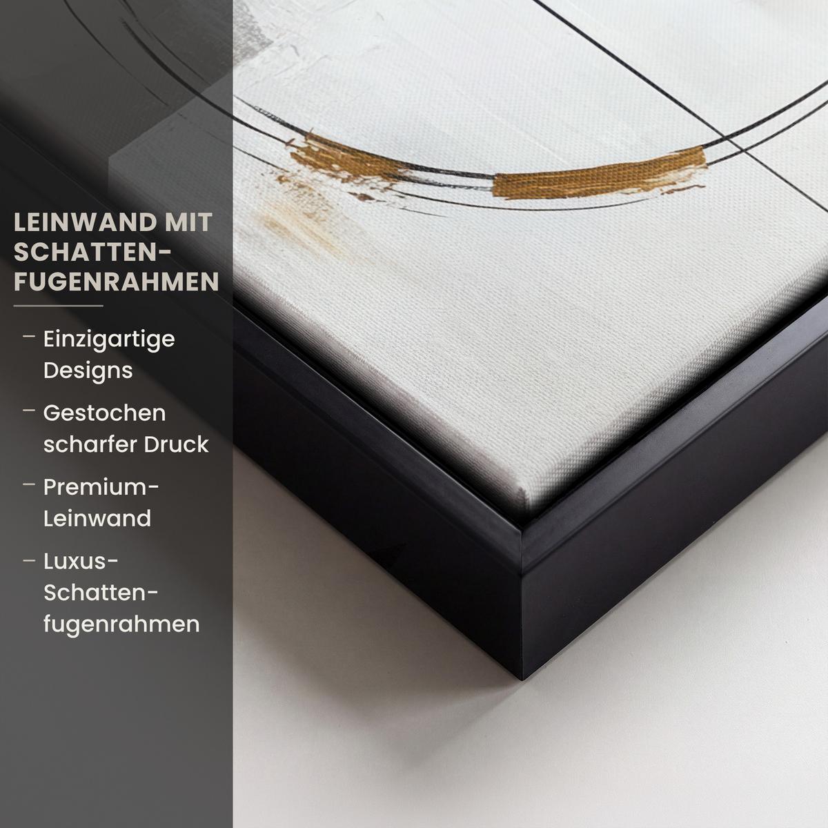 LEINWAND Bilder mit Rahmen - Abstrakt - Gold - Silber - Formen - Ästhetik - 30x40 - Multicolor, Textil (30/40cm) - MuchoWow