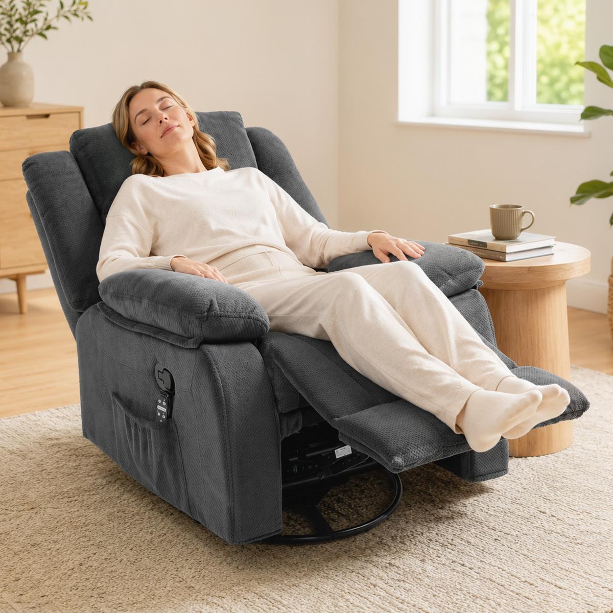 RELAXSESSEL Polyester Schaumstoff Grau - Schwarz/Grau, Textil/Metall (92/102/92cm) - HOMCOM