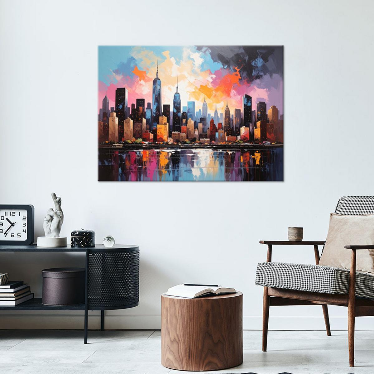 WANDBILD, Bunte Wolkenkratzer New York - Multicolor, Textil (60/40cm) - Feeby