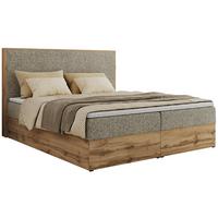BOXBETT WOOD CLASSIC 160/200 - Dunkelbeige Strukture - H4 - Cappuccino, Textil (160/200cm) - MKS
