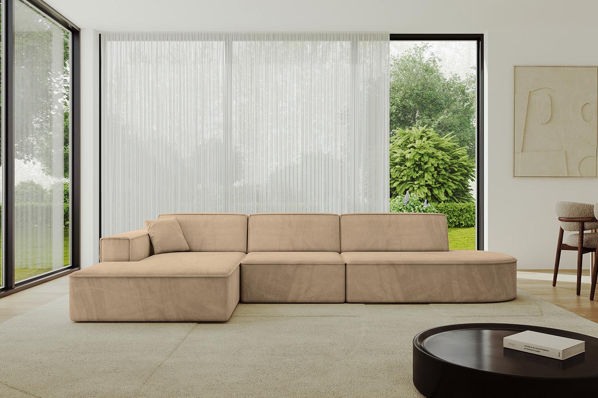 ECKSOFA Ottomane Links IREA-L2-v4 - 328x171x79 cm Beige - Beige, Holzwerkstoff/Textil (328/171cm) - ALTDECOR