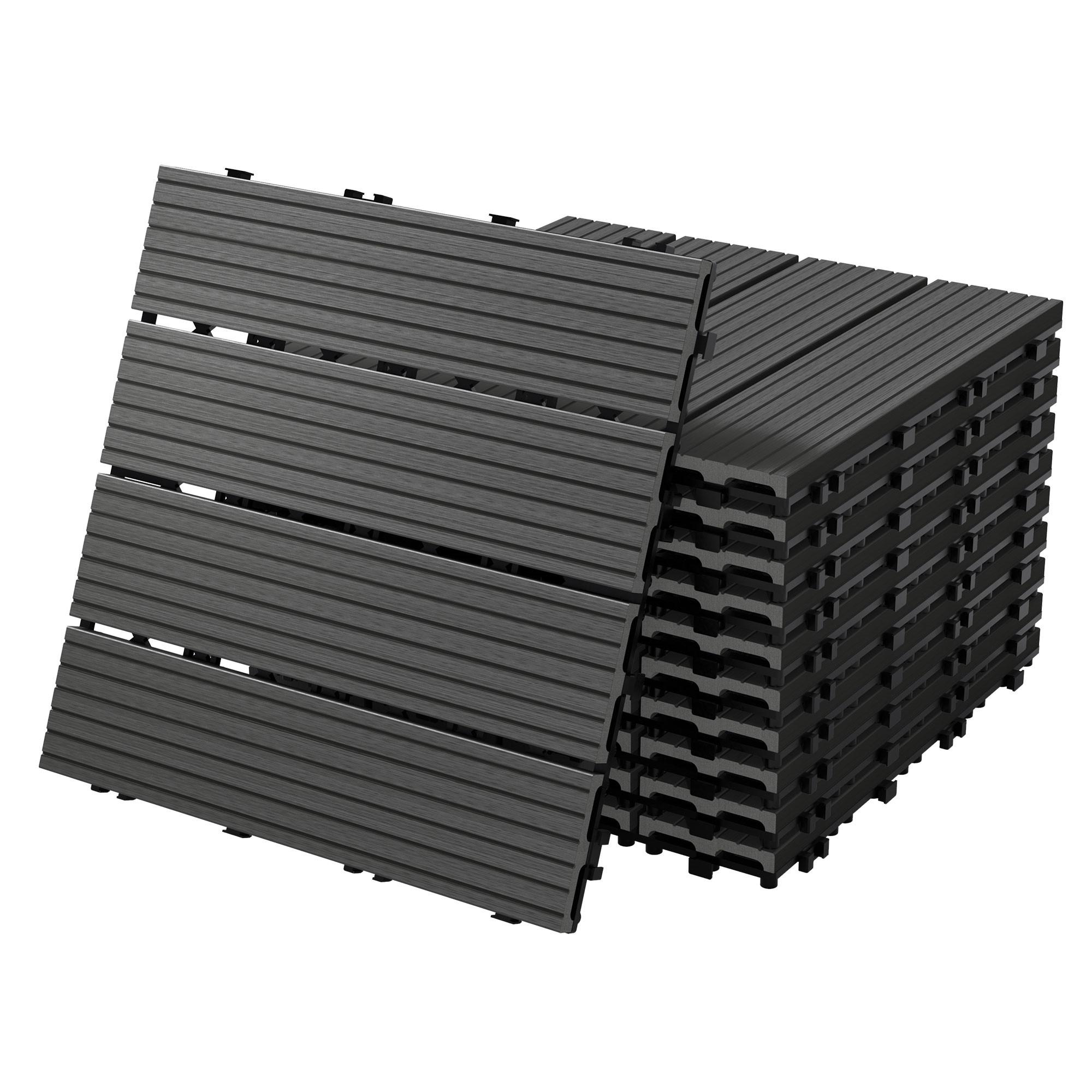 TERRASSENFLIESE Anthrazit 11 Stück - Anthrazit, Holzwerkstoff (30/30/2cm) - ECD-Germany