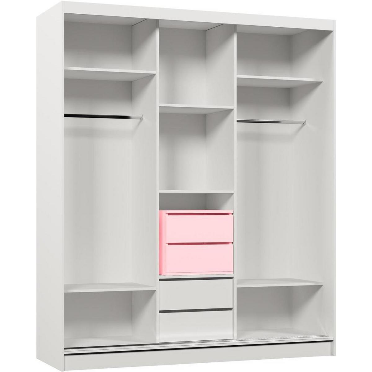 SCHWEBETÜRENSCHRANK Gaja 180/216/61 graphit mit Spiegel Schubladeneinsatz - Graphitfarben, Holzwerkstoff (180/216/61cm) - Beautysofa