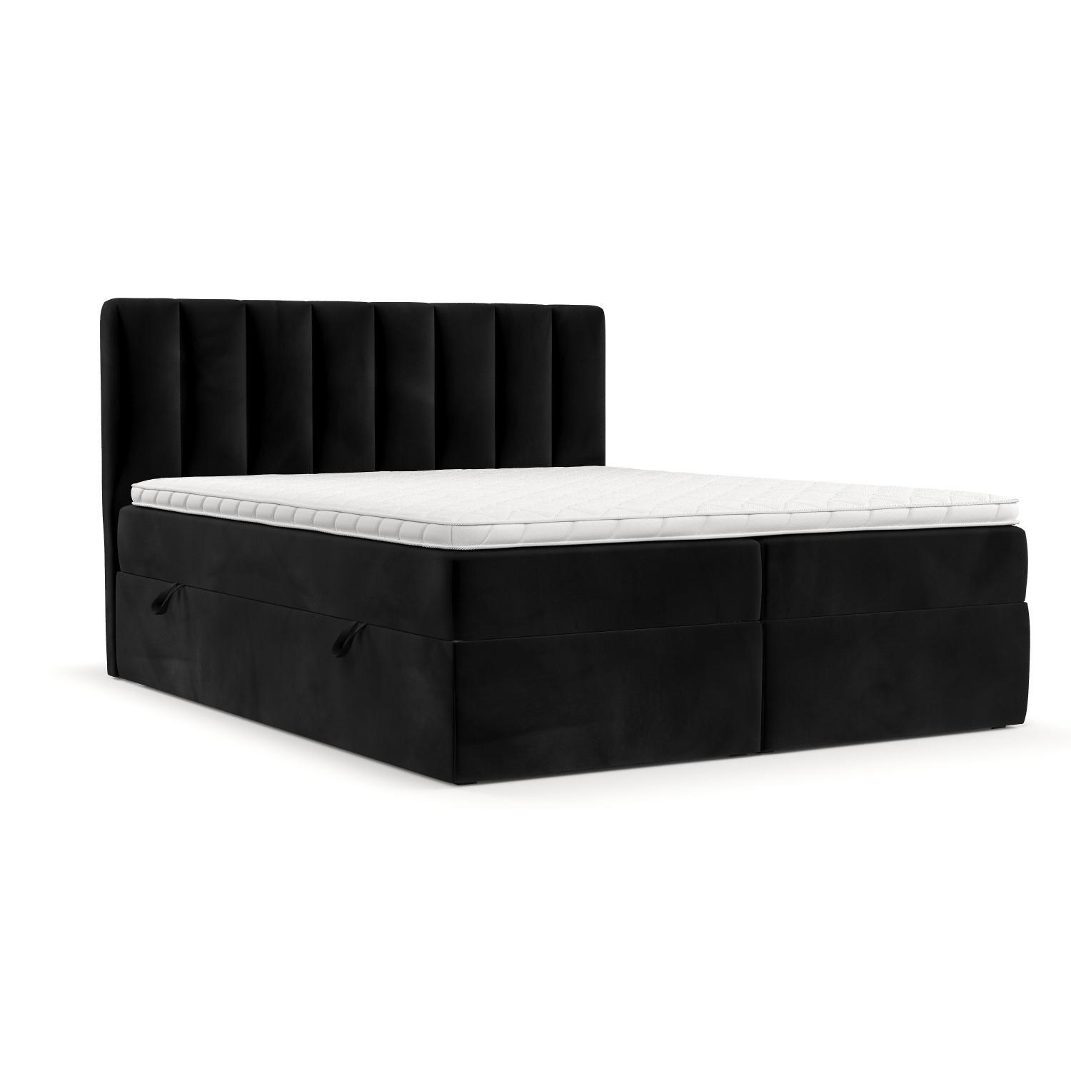 BOXBETT Bari 140/200 cm Schwarz im Kronos Stoff - Schwarz, Holz/Holzwerkstoff (140/200cm) - AltaBeds