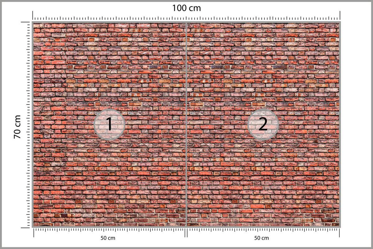 FOTOTAPETE für Wohnzimmer Alter Ziegelstein Roter Wand Rustikal 100x70 - Rot/Orange, Papier (100/70cm) - Muralo