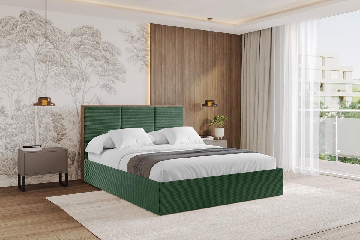 POLSTERBETT mit Bettkasten und Lattenrost, Boxbett ohne Matratze - LILA 160x200 Grün - Olivgrün, Holzwerkstoff/Textil (160/200cm) - ALTDECOR