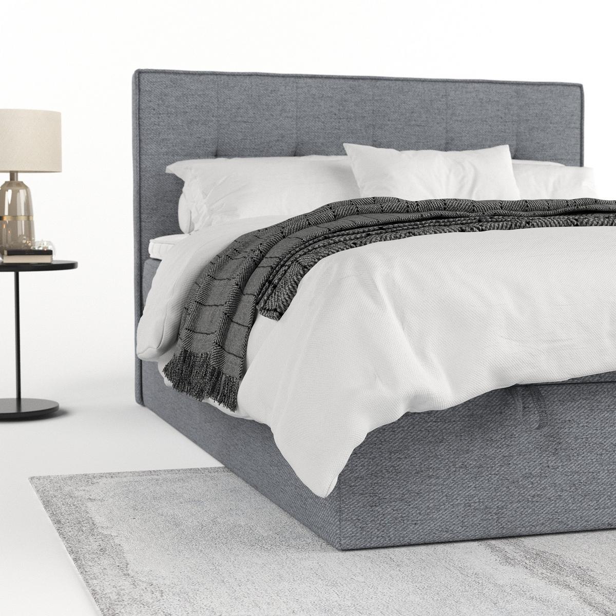 BOXBETT Tivra 140/200 cm Grau im Neve Stoff - Schwarz/Grau, Holz/Holzwerkstoff (140/200cm) - AltaBeds