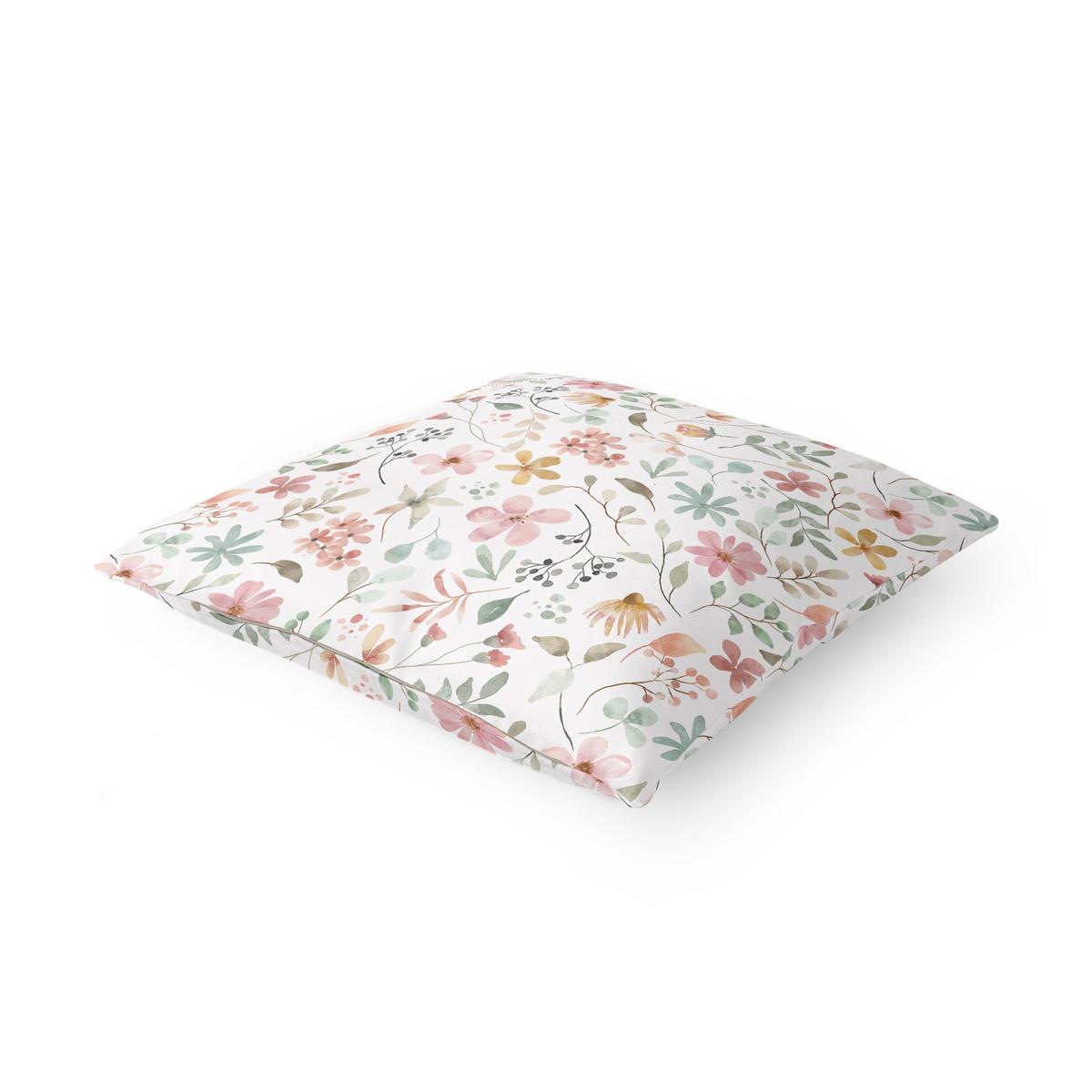 DEKOKISSEN Blumen Muster Pastell Aquarell 50/50 cm - Pastellblau, Textil (50/50/10cm) - Bilderwelten