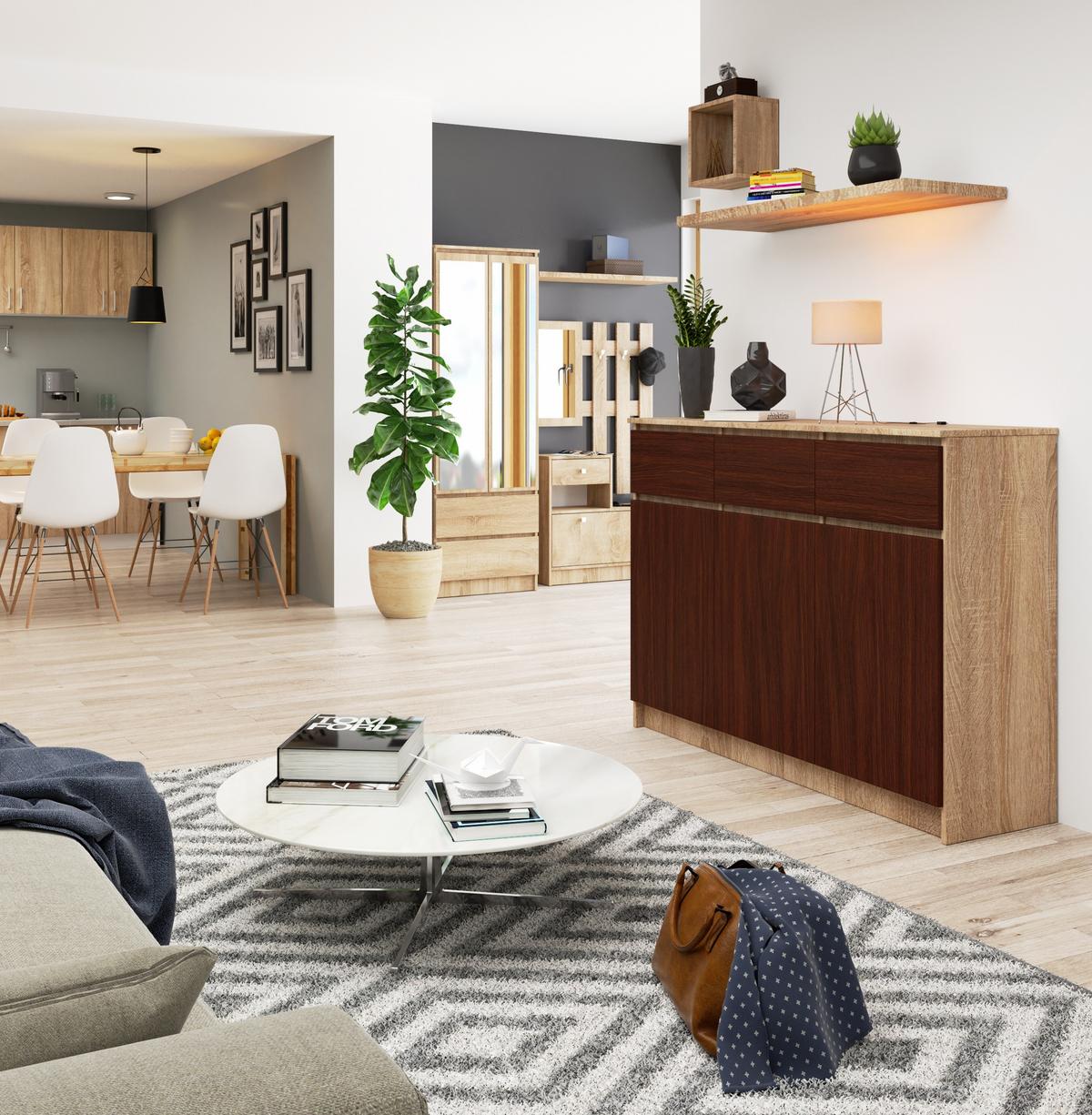 KOMMODE Eiche Sonoma, Dunkelbraun 99/138/40 - Hellbraun/Dunkelbraun, Holzwerkstoff (138/99/40cm) - RAUMHIRSCH FURNITURE