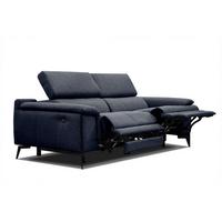 RELAXSOFA MATERA 3-Sitzer mit 2 Relaxfunktionen, dunkelblau - Schwarz/Dunkelblau, Holzwerkstoff/Textil (212/82/103cm) - Wozimo