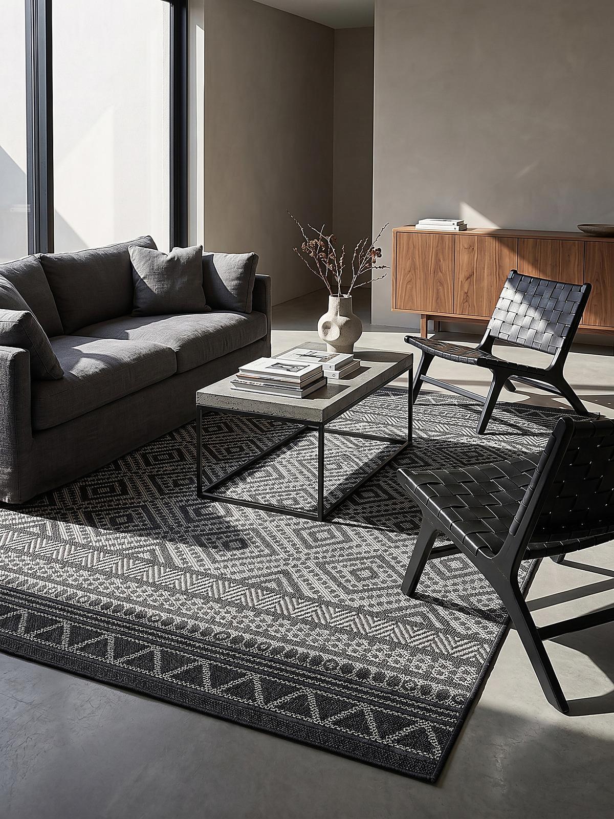 FLACHWEBTEPPICH Berber ESERA Polypropylen Anthrazit 160 x 220 cm - Anthrazit, Textil (160/220cm) - KADIMA DESIGN